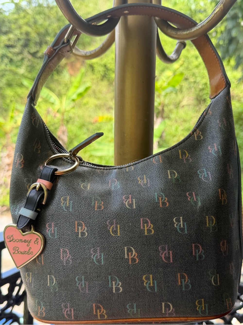 Dooney & Bourke Black Multicolor DB Logo Shoulder Bag
